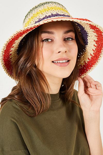 MARBERRY Multicolored Braided Straw Women's Hat