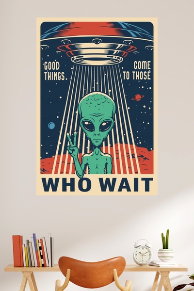 LİPYOS Ρετρό αφίσα από ξύλο MDF 3 mm με θέμα το Alien