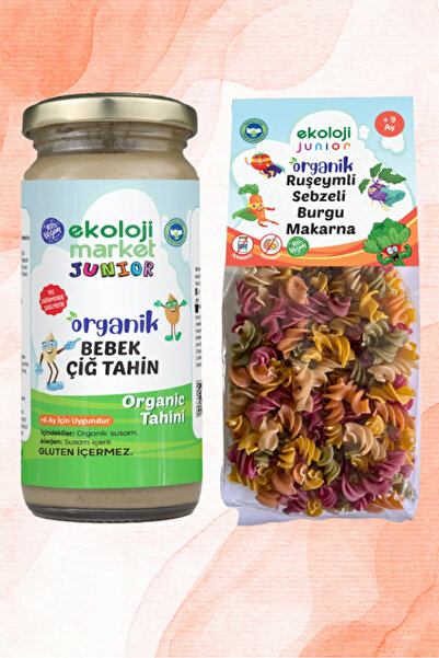 Ekoloji Market Organik Çiğ Tahin 230 gr + Organik Sebzeli Burgu Makarna 250 gr