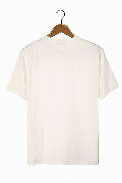 oneagılyazı Men's Ecru Front Playing Card Printed Crew Neck Oversize T-shirt