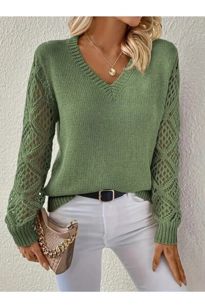 Dier Moda Dier Moda Kadın Kol desenli Triko Kazak