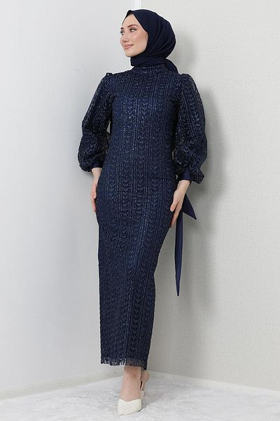 GİZ AGİYİM Βραδινό φόρεμα Pearl Hijab Navy Blue