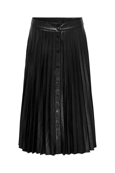 ONLY ONLSALLYFAUX LEATHER PLEAT SKIRT OTW Front Snap Closure Pleated Faux Leather Skirt