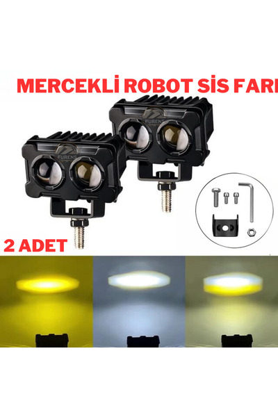 Furens Robot Sis Farı 2 Adet Sarı – Beyaz 50W Motosiklet Off Road Atv Utv Ara...