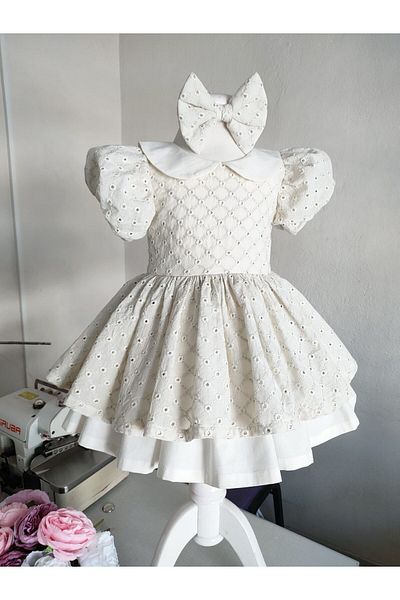 RENGARENK Girl's Scallop Dress with Collar Detail