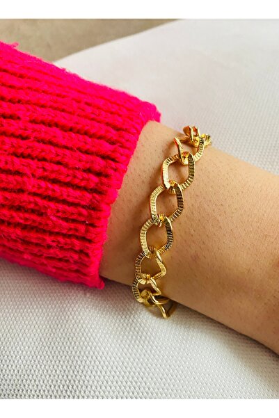 xesha Altın Kaplama Bileklik Gold Renk Kadın Zincir Bilezik Künye