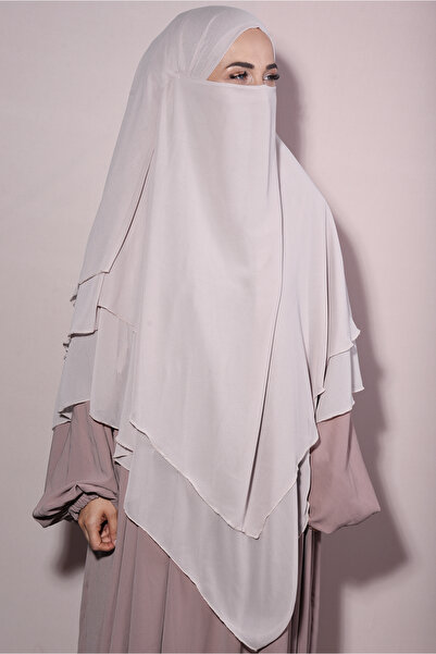 Ns nowascarf Sufle Khimar Tesettür Peçeli Şal Bej