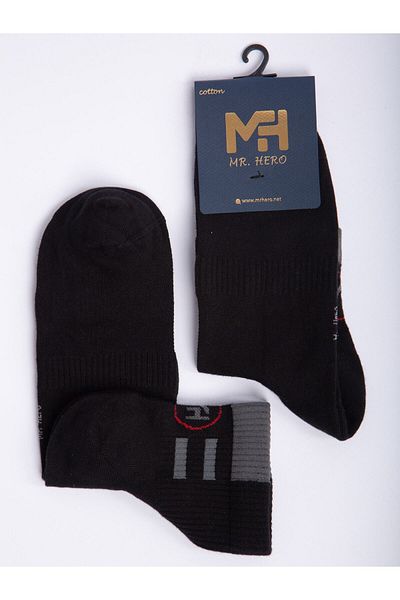 MRHERO 1076 Черни чифт от 6 памучни мъжки спортни тенис чорапи
