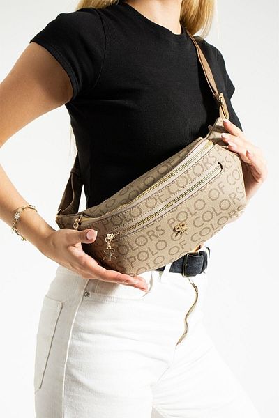 Çanta Trend حقيبة رياضية نسائية من Polo Of Colors Mink ذات 4 عيون مع إكسسوارات ذهبية