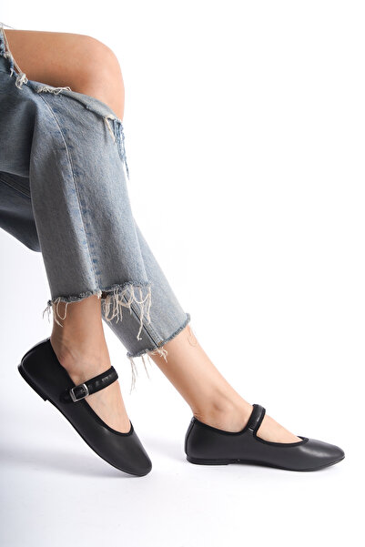 NITU Shoes Balerini din piele neagră