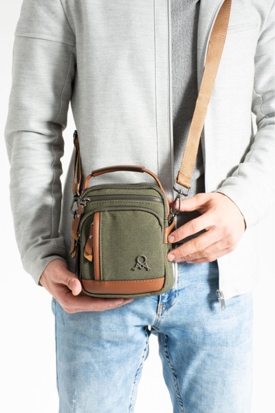 Çanta Trend Mega Men's Canvas Faux Leather Detailed Adjustable Strap Hand Shoulder Bag