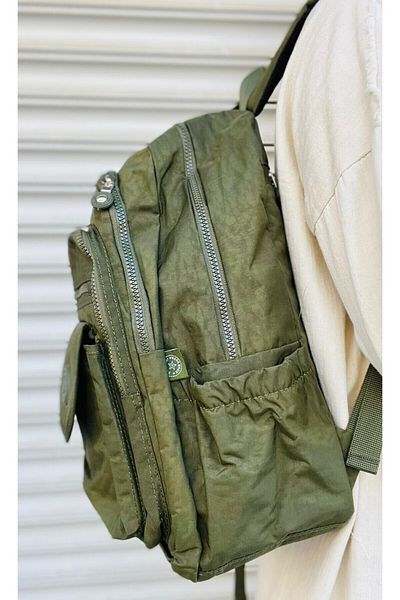 Çanta Trend Σχολική τσάντα Mega Size Khaki Unisex με ρυθμιζόμενο ορθοπεδικό λουράκι και θήκη φορητού υπολογιστή με 9 διαμερίσματα