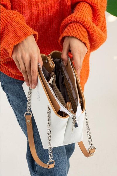 Çanta Trend Geantă Polo Of Colors pentru femei, albă, cu 4 compartimente, pentru umăr și crossbody