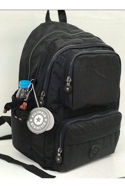 Çanta Trend Kılinkir Πολυδιαμέρισμα Αδιάβροχο ύφασμα Unisex Μαύρη σχολική τσάντα μεσαίου μεγέθους