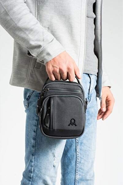 Çanta Trend Mega Чоловіча сумка через плече з канвасу та штучної шкіри з регульованими ременями