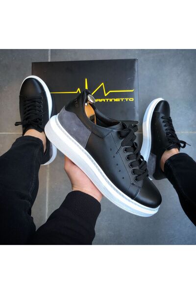 Martinetto PRAVÁ KŮŽE NOVÁ SEZÓNA PŘÍLEŽITOSTNÍ ČERNÉ TENISKY PÁNSKÉ BOTY PRO...