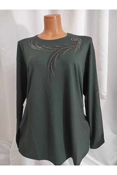 DİLEĞİM BUTİK BATTAL BÜYÜK BEDEN YAKA VE KOL İŞLEMELİ BLUZ