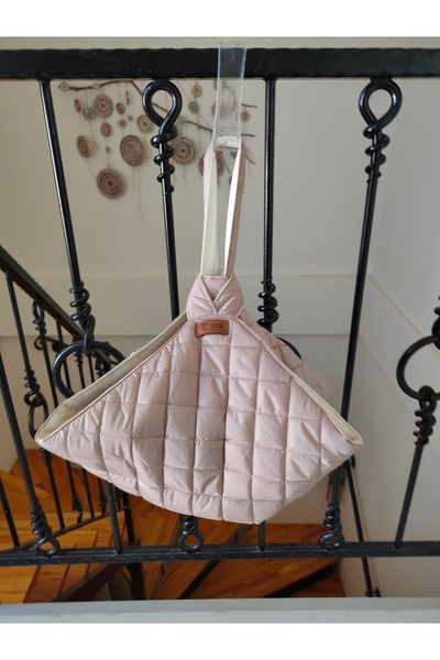 IŞIK Glass Tray Pot Carrying Bag Beige Quilted