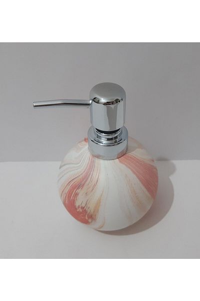 renkli çiçekler Marble Patterned Porcelain Round Liquid Soap Dispenser 15 Cm