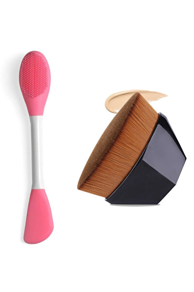 Welta فرشاة تقشير قناع الوجه مزدوجة الجوانب وفرشاة كريم أساس سائلة لمكياج الوجه باللون الأسود السداسي