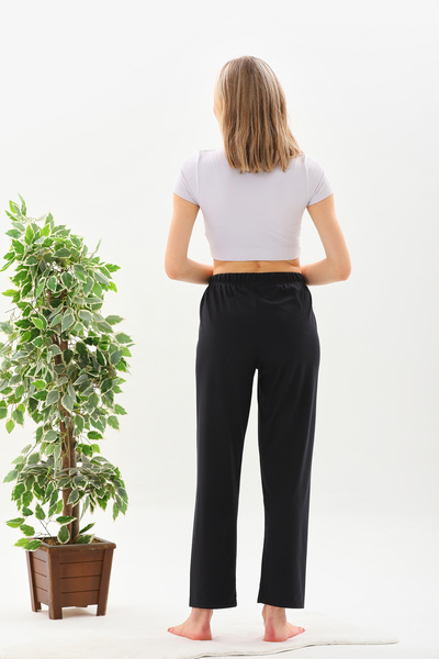 Arvin Unisex Black Straight Leg Very Soft Textured Comfort Pajama Bottoms Sweatpants