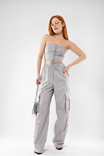 Bak Moda بدلة بوستير رمادية مع تفاصيل ملزمة