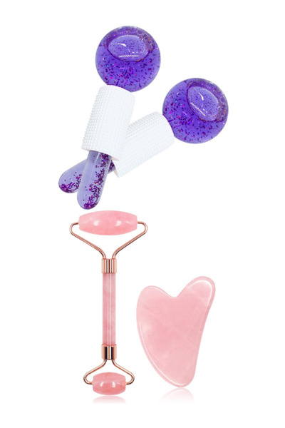 Welta Ice Globes Buz Küresi Soğuk Masaj Topu 2 Adet Ve Pembe Kuvars Face Roll...