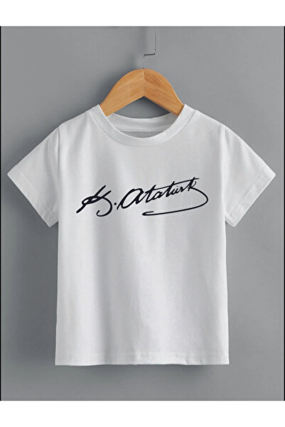 Pelna Παιδικό μπλουζάκι από λευκό βαμβακερό λαιμόκοψη με υπογραφή Ataturk