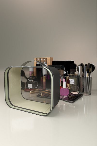 Ankaflex BLACK Transparent Skin Care Vegan Leather Makeup Bag Transparent Makeup Organizer Makeup Material