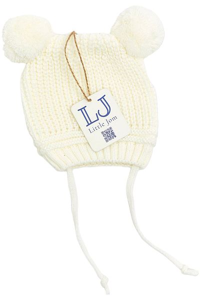 Little Jom 3 Pieces Pompom Knitwear Baby Hat, Knitwear Baby Beanie (0-18 Months)