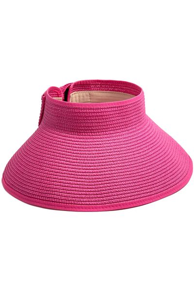 BALIENTE Fuchsia Ribbon Detailed Straw Visor Women's Hat
