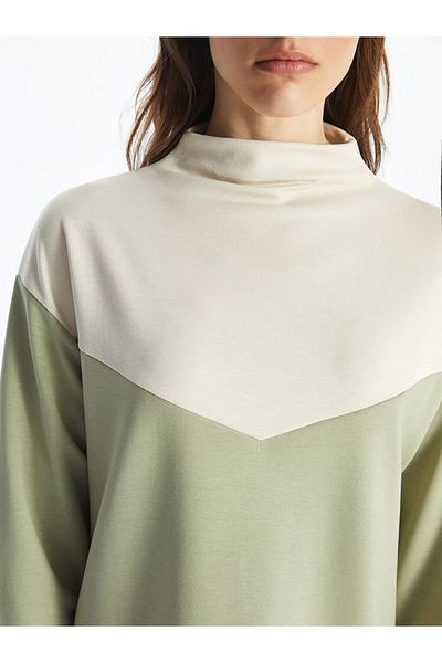 LC Waikiki LCWAIKIKI Classic Stand Collar Color Block Oversize Women's Tunic