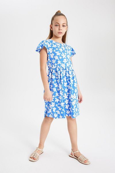 DeFacto Girl's Floral Short Sleeve Dress B4339A824SM