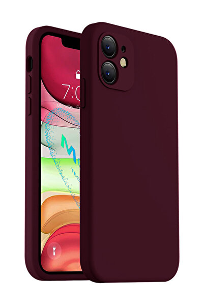 Molly Technology Iphone 11 Için Vişne Çürüğü Kare Köşeli Liquid Içi Kadife Si...