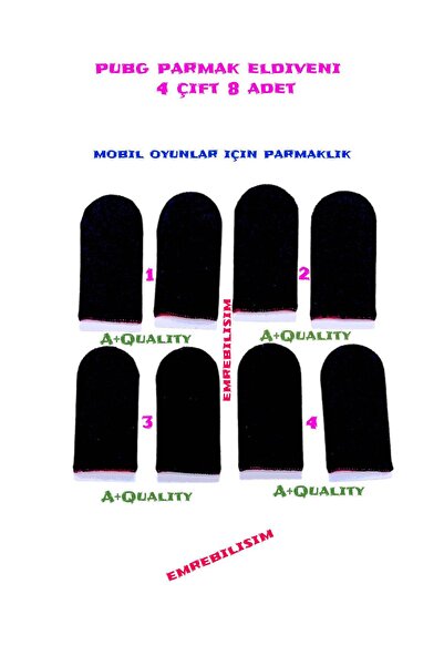 emrebilisim Parmaklık Oyun Eldiveni 4 Çift 8 Adet Eldiven Set Ter Geçirmez Em...