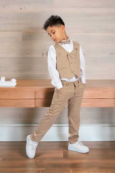 Bambi Kids Boy's Tuxedo Suit with Vest and Bow Tie