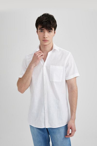 DeFacto Slim Fit Slim Fit Basic μονόχρωμο κοντομάνικο πουκάμισο R1706az24sm