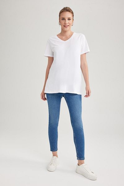 DeFacto Skinny Fit, zerrissene Details, hohe Taille, gerades Bein, lange Umstandshose X2068AZ24SP