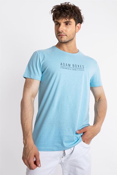 ADAM BOXES Printed O-collar T-shirt Girasol - Light Blue