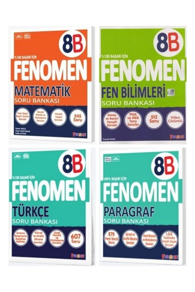 Fenomen Yayıncılık LGS 8. Sınıf B Serisi Soru Bankası 4lü Set