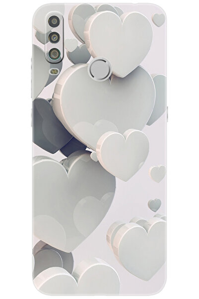 CASPER Via G5 Uyumlu Kılıf Desen Baskılı Silikon Beyaz Kalpler STK:259 CP-kcExSLI