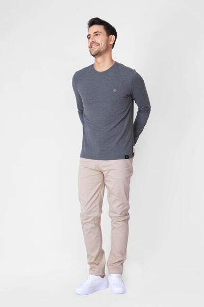 ADAM BOXES O Neck Long Sleeve T-shirt Np-dolargo - Dark Gray