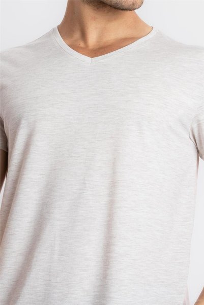 ADAM BOXES V-collar T-shirt Disimplo - Brown Melange