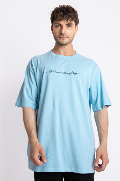 ADAM BOXES تي شيرت بياقة دائرية كبير الحجم Fmsuelto - أزرق فاتح