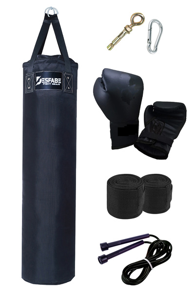 desfabe Polydes 120x30 Cm Kolonlu Boks Kum Torbası Siyah Askı Aparatı Boks El...