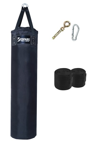 desfabe Polydes 120x30 Cm Kolonlu Boks Kum Torbası Siyah Askı Aparatı El Sargı Bandajı