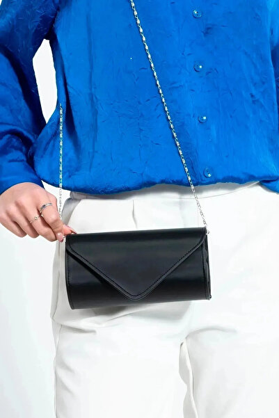 Moda Değirmeni Black Satin Women's Platform Heeled Shoes and Bag Gift BG1115-119-0008