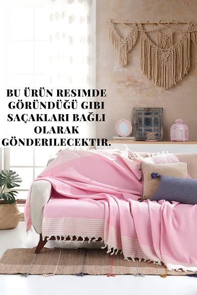 Lux Touch Husa Canapea Buldan Roz Bergama 170 X 210 Cm Arunca Canapea Husa Canapea Pat Bumbac