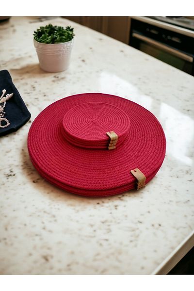 home decors by özlem 4-Person 8-Piece Plate Coaster Charger Set American Service Tableware Kitchen-33x33/12x12