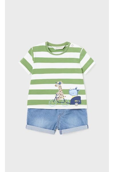 MAYORAL Newborn Baby Boy T-shirt Denim Shorts Set